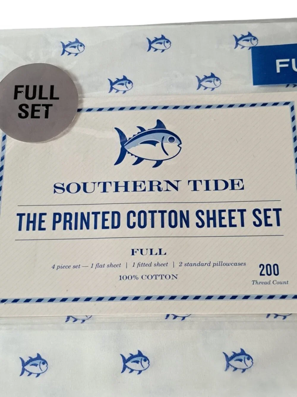 BRAND NEW SOUTHERN TIDE FULL SIZE SKIP JACK SHEET SET COLOR WHITE